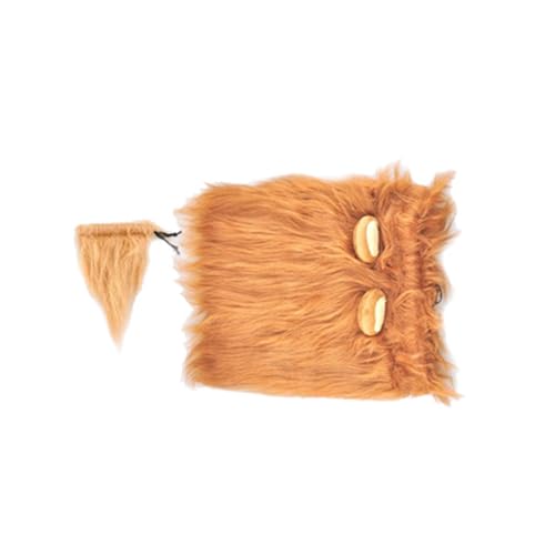Kasituny Hundelöwen-Mähnenschwanz-Kostüm, verstellbar für Hunde mit Ohren, Haustier-Perücke, mittelgroß bis groß, 48,3–71,1 cm Hals Braun L von Kasituny
