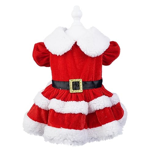 Kasituny Trendiges Haustierkleid, Haustierkleid, Weihnachtsmann-Kostüm mit leicht zu tragenden, maschinenwaschbaren, langlebigen Rüschenärmeln, bequemer Passform M von Kasituny