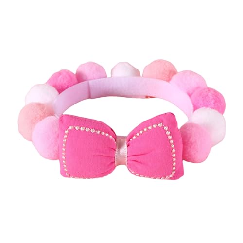 Kasituny Verstellbares Haustierhalsband, langlebig, bunt, langlebig, mit modischen Fellknäuelschleifen, weiches Katzenhalsband, Elegante Hundehalskette Rosa S von Kasituny