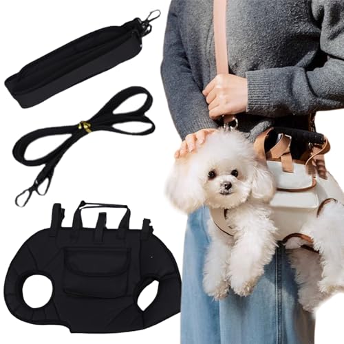 Lettuce Haustier-Tragetasche, Rucksack, Salat, Hundegeschirr, Leine, Tragetasche, verstellbarer Haustier-Rucksack, atmungsaktive Westengurte (Schwarz, M) von Kasituoer