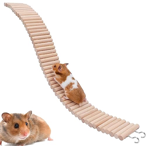 Hamsterleiterbrücke | Käfig Holzleiter 2-in-1 Hamsterbrücke Mäuseleiter | Harmloses Holzspielzeug und Käfigzubehör, Kletterleiter und Zaun-Set für Hamster, Mäuse, Chinchillas und von Kasmole