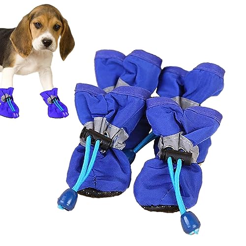 Hundeschuhe für kleine Hunde | 4 Stück Haustierschuhe Hunderegenstiefel | Weicher Hundepfotenschutz, verstellbarer Kordelzug, atmungsaktive Hundestiefel für Katzen und kleine mittelgroße Hunde Kasmole von Kasmole