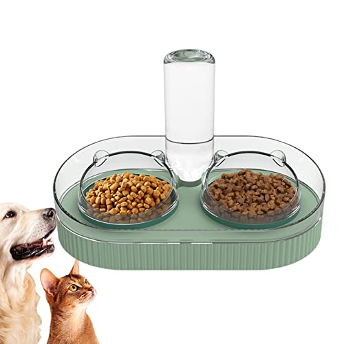 Kasmole Automatischer Wasserspender für Katzen - 2-Schüssel-Siphon-Prinzip-Fütterungssystem für Haustiere - Einfach zu reinigender Katzenfutterspender mit 550 ml Fassungsvermögen, Wasserspender von Kasmole