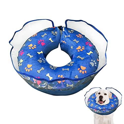 Kasmole Hundehalsband Donut,Weiches aufblasbares elisabethanisches Halsband mit klarem Schild | Aufblasbares Halsband für Haustiere, schützendes Donut-Halsband zur Erholung, um zu verhindern, DASS von Kasmole