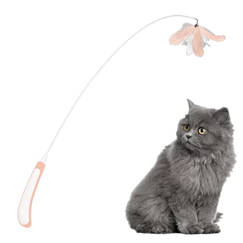 Kasmole Katzen-Teaser-Zauberstab | Katzenspielzeug für Hauskatzen mit Naturfedern - Interaktives Spielzeug für die Jagd nach Katzen für Zuhause, Zwinger, Sport von Kasmole