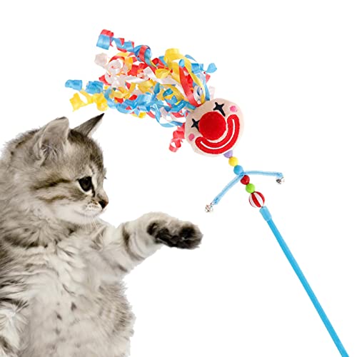 Kasmole Katzenspielzeug für Hauskatzen - Kätzchen Plüsch Ball Fairy Wand mit Bändern - Tragbare Haustiere Interaktives Entspannungsspielzeug für Cattery, Haushaltskätzchen, das Spielzeug von Kasmole