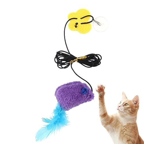 Kasmole Katzentür-Spielzeugschnur - Tür-Katzenspielzeug mit lauter Maus und Feder für Kätzchenspielzeug - Katzentürspielzeug, Schaukelspielzeug, Katzenspielzeug, lustige Tür, interaktives von Kasmole