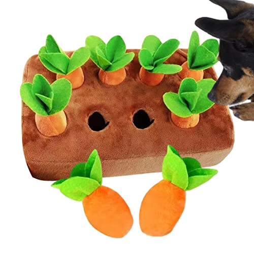 Kasmole Schnüffelmatte für Hunde - Gefüllte Karotten-Plüsch-Schnüffelmatte - Plüsch-Karottenfeld-Lernspielzeug für kleine, mittelgroße Hunde und Katzen von Kasmole