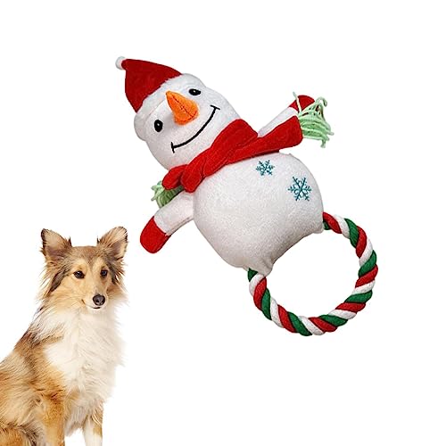 Kasmole Weihnachts-Kauspielzeug für Haustiere,Gefülltes Hundespielzeug mit Quietscher | Weihnachtsmann, Schneemann, Elch-Kautrainingsspielzeug, Welpen-Kauspielzeug mit robustem Seil für große von Kasmole