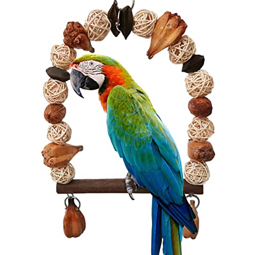 Kauspielzeug Papagei - Schaukel-Vogelkäfig-Spielzeug für große Vögel,Sittich Naturholz Spielzeug Papagei Hängekäfig Spielzeug Vogel Barsch Ständer für kleine Vögel Nymphensittich Lovebird Kasmole von Kasmole