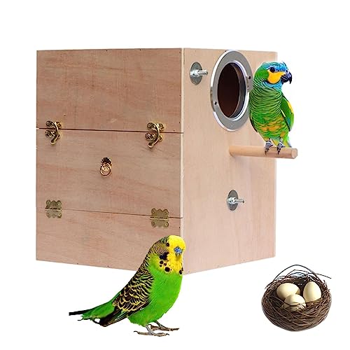 Vogelnest aus Holz, Vogelhaus, Wellensittich-Zuchtbox aus Holz, Robuster Nest-Papageienkäfig aus Holz für Nymphensittiche, Papageien, Wellensittiche und Sittiche Kasmole von Kasmole