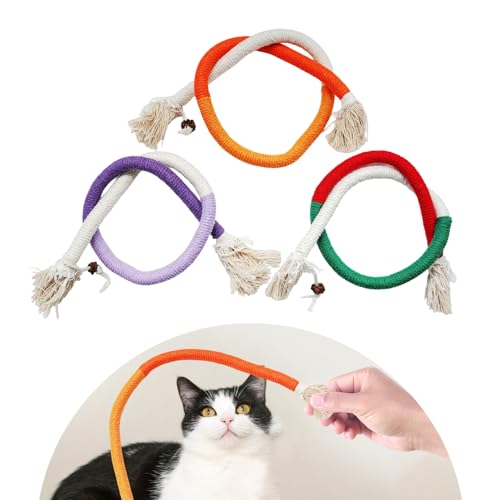 Kasoud Katzenminze-Spielzeug, Beißseil, 3 Stück Katzen-Kaustäbchen, Kätzchen-Zahnspielzeug, interaktives Katzenminzespielzeug, Schlangenseilspielzeug, Katzenkauspielzeug für Katzen, Kauen von Kasoud