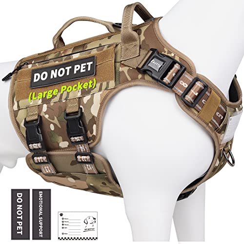 Kastty Hundegeschirr Premium Qualität 2.0 – Taktisches Hundegeschirr für mittelgroße und große Hunde, kein Ziehen, Service-Hundegeschirr mit Identifikationskarte und Taschen, leicht bewegliches, von Kastty