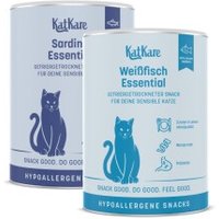 KatKare Hypoallergene Snacks Box Fischgenuss - Sortiment-Box mit Sardine & Weißfisch für empfindliche Katzen, 98 % gefriergetrocknet in Lebensmittelqualität, 2 x 90 g KatKare Hypoallergene Snacks Box Fischgenuss - Sortiment-Box mit Sardine & Weißfisch für empfindliche Katzen, 98 % gefriergetrocknet in Lebensmittelqualität, 2 x 90 g von KatKare