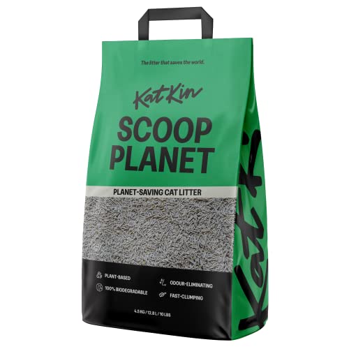 KatKin Scoop Planet Litter (4.5 kg/12.8 l): Planetensparend, pflanzenbasiert, 100 % biologisch abbaubar, nicht verfolgend, hergestellt aus ungiftigen, umweltfreundlichen Erbsfasern und Hirse von KatKin