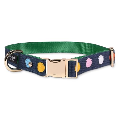 kate spade new york Niedliches Hundehalsband mit goldfarbenen Metalldetails und Kunststoffschnalle, 38,1 cm bis 55,9 cm, verstellbares Hundehalsband für Hündinnen oder Rüden, Größe M/L, von Kate Spade New York