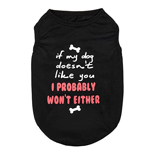 Katenpid Hunde-Shirt, bedruckte Kleidung mit lustigen Buchstaben, Sommer, Haustier-T-Shirt, cooles Welpen-Shirt, atmungsaktives Hunde-Outfit, weiches Hunde-Sweatshirt für Haustiere, Größe L, Muster 3 von Katenpid