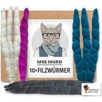 Kater Kasimir 10 Filzwürmer, handgerollt aus echtem Wollfilz (Sparpack) von Kater Kasimir