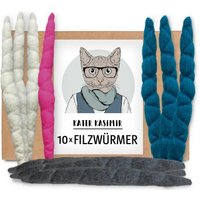 Kater Kasimir 10 handgerollte Filzwürmer aus echtem Wollfilz (Sparpack) von Kater Kasimir
