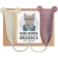 Kater Kasimir 2 XL handgemachte Spielmäuse aus echtem Wollfilz mit Katzenminze und Baldrianwurzel von Kater Kasimir