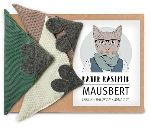 Kater Kasimir 3 handgemachte Spielmäuse aus Bio-Baumwolle mit Bio-Katzenminze-, Bio-Baldrian- und Matatabi-Füllung. Liebevolle deutsche Handarbeit Kater Kasimir 3 handgemachte Spielmäuse aus Bio-Baumwolle mit Bio-Katzenminze-, Bio-Baldrian- und Matatabi-Füllung. Liebevolle deutsche Handarbeit von Kater Kasimir