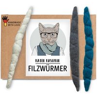 Kater Kasimir 3 handgerollte Filzwürmer aus echtem Wollfilz von Kater Kasimir