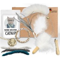 Kater Kasimir Deluxe Set mit 9 beliebten Katzenspielzeugen aus Naturmaterial und handgemachtem CATMOM Armband von Kater Kasimir