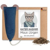 Kater Kasimir MAUS-JÜRGEN - XXL Spielmaus, handgemacht aus robustem Jeans-Stoff und Leder Ohren (Baldrian) von Kater Kasimir