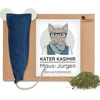 Kater Kasimir MAUS-JÜRGEN - XXL Spielmaus, handgemacht aus robustem Jeans-Stoff und Leder Ohren (Katzenminze) von Kater Kasimir