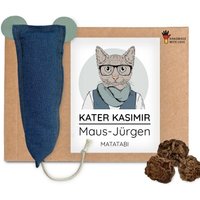 Kater Kasimir MAUS-JÜRGEN - XXL Spielmaus, handgemacht aus robustem Jeans-Stoff und Leder Ohren (Matatabi) von Kater Kasimir