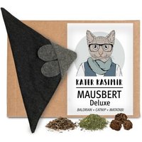 Kater Kasimir Mausbert Deluxe - Die 2-in-1 Spielmaus für Katzen, handgemacht aus BIO-Baumwolle mit BIO-Katzenminze-, BIO-Baldrian- und Matatabi-Füllung von Kater Kasimir