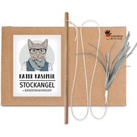 Kater Kasimir Katzenangel aus Buchenholz mit Anhänger aus lustigen Bändern Kater Kasimir Katzenangel aus Buchenholz mit Anhänger aus lustigen Bändern von Kater Kasimir