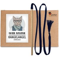 Kater Kasimir RANGELANGEL - Die natürliche Spielangel für Katzen aus Buchenholz mit Baumwollband (dunkelblau) von Kater Kasimir