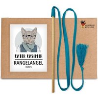 Kater Kasimir Premium Katzenspielzeug aus Buchenholz mit Baumwollband (türkis) von Kater Kasimir