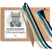 Kater Kasimir RANGELANGEL - Spielangel für Katzen aus Naturmaterial: Buchenholz mit Baumwollband (3er-Set) von Kater Kasimir