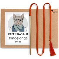 Kater Kasimir RANGELANGEL - Spielangel für Katzen aus Naturmaterial: Buchenholz mit Baumwollband orange von Kater Kasimir