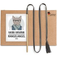 Kater Kasimir RANGELANGEL - Die natürliche Spielangel für Katzen, mit grauem Baumwollband und Buchenholzstab von Kater Kasimir