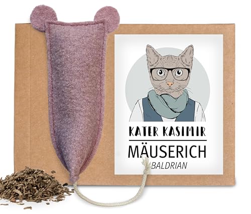 XL Katzenspielzeug Maus zur Selbstbeschäftigung, Baldrian Kissen für Katzen, Duftkissen mit Baldrian von Kater Kasimir