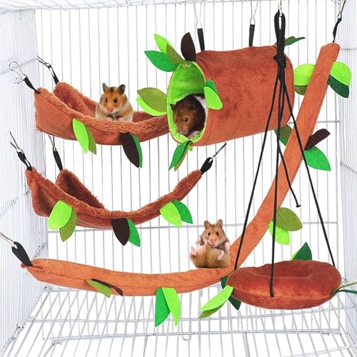 5-teiliges Hamster-Hängematten-Set für Sugar Glider – Käfigzubehör und Spielzeug für Kleintiere Enthält Hängematte, Versteck, Tunnel, Schaukel – ideal für kleine Hamster, Rennmäuse und Sugar Glider 5-teiliges Hamster-Hängematten-Set für Sugar Glider – Käfigzubehör und Spielzeug für Kleintiere Enthält Hängematte, Versteck, Tunnel, Schaukel – ideal für kleine Hamster, Rennmäuse und Sugar Glider von Kathson