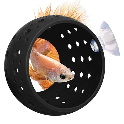 Kathson Betta-Tunnel, Aquarium Betta Fischversteck mit Saugnapf, Fischtunnel, Garnelen-Höhle, Aquarium-Dekoration, Aquarium-Zubehör für kleine Fische, Garnelen, Betta, Guppy, Versteck (schwarz) von Kathson