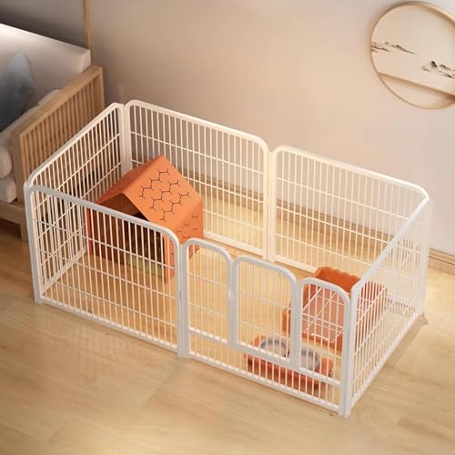 Kathson Hundelaufstall, 6 Panels Indoor Doggy Fence Exercise Pen Portable Puppy Kennel Heavy Duty Metal Enclosure Outdoor Corral Crate Cage für kleine mittlere Hunde Kaninchen Katzen von Kathson