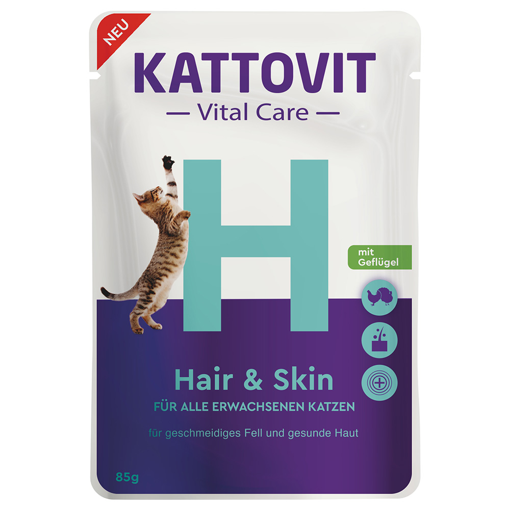 Kattovit Vital Care Hair & Skin Pouches mit Geflügel - Sparpaket: 24 x 85 g Kattovit Vital Care Hair & Skin Pouches mit Geflügel - Sparpaket: 24 x 85 g von Kattovit Vital Care