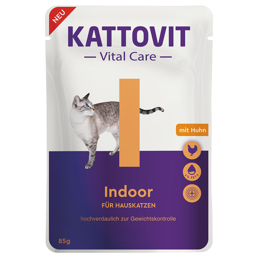 Kattovit Vital Care Indoor Pouches mit Huhn - Sparpaket: 24 x 85 g von Kattovit Vital Care