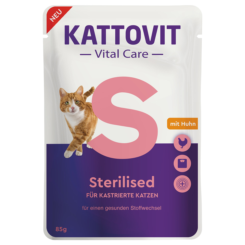 Kattovit Vital Care Sterilised Pouches mit Huhn - Sparpaket: 24 x 85 g von Kattovit Vital Care