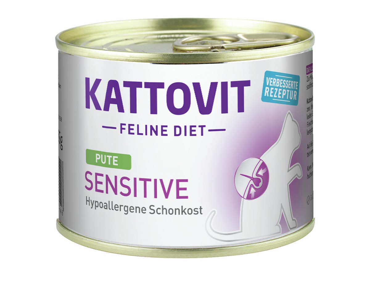 KATTOVIT Feline Diet Sensitive (hypoallergene Schonkost) 185g Dose Katzennassfutter Diätnahrung von Kattovit