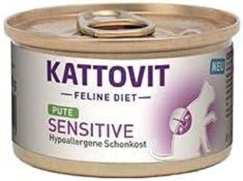 KATTOVIT Feline Diet Sensitive Pute, Diät-Katzenfutter, 1x85 g, Nassfutter für Sensible Katzen mit Futtermittelallergien von Kattovit
