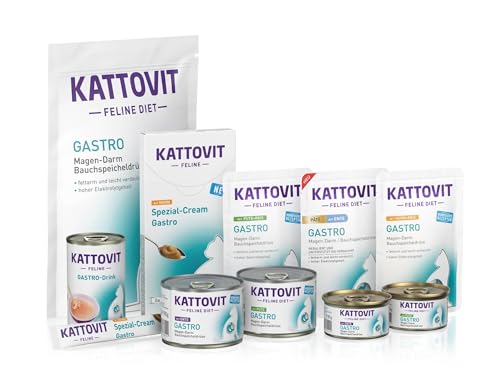 KATTOVIT - Gastro Probierpaket Medium für ausgewachsene Katzen zur Unterstützung des Magen-Darm-Systems | Trockenfutter & Nassfutter als Alleinfuttermittel, Cat Cream und Katzendrink als Sna von Kattovit