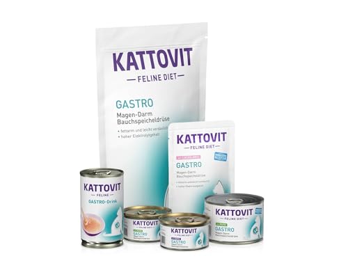 KATTOVIT - Gastro Probierpaket Small für ausgewachsene Katzen zur Unterstützung des Magen-Darm-Systems | Trockenfutter & Nassfutter als Alleinfuttermittel und Katzendrink als Snack von Kattovit