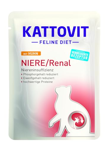 KATTOVIT NIERE/Renal Huhn | Diät-Katzenfutter| 85g | Nassfutter für Katzen zur Unterstützung der Nierenfunktion | von Kattovit