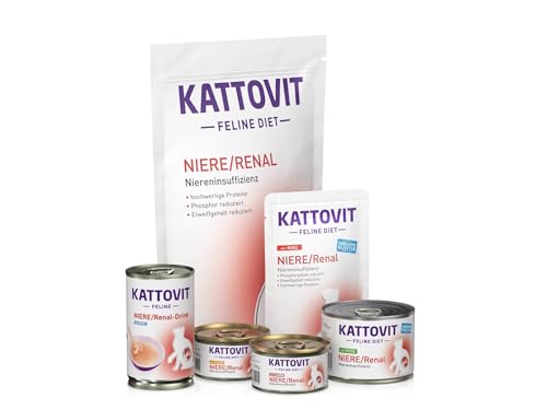 KATTOVIT - Niere/Renal Probierpaket Small zur Unterstützung der Nierenfunktion für ausgewachsene Katzen | Trockenfutter & Nassfutter und Katzendrink speziell für Katzen mit Nierenproblemen von Kattovit